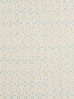 Beige background with a light blue interlocking circle pattern; a soft geometric wallpaper or textile print.