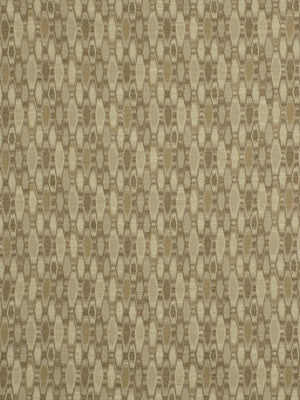 Amber woven upholstery fabric with a repeating tan oval chain pattern.