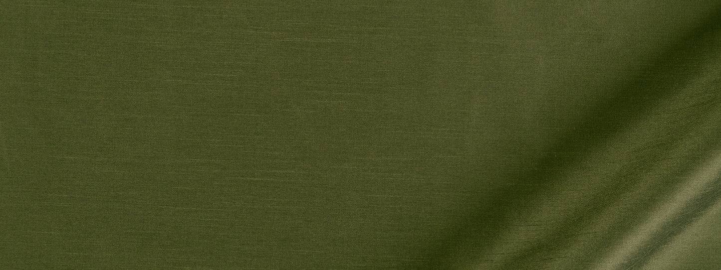 Pine satin fabric swatch with subtle sheen and soft drape, folded diagonally for a luxe textile look.