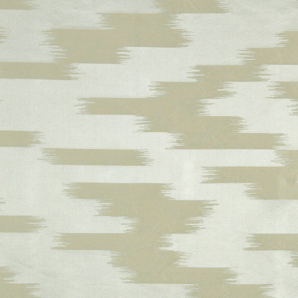 Silver striped drapery fabric with a subtle sheen.