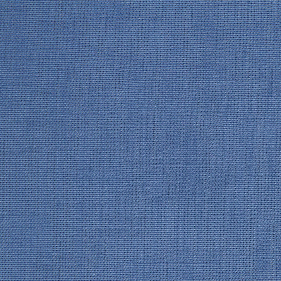Blue woven fabric swatch with tight, even texture and canvas-like matte finish.