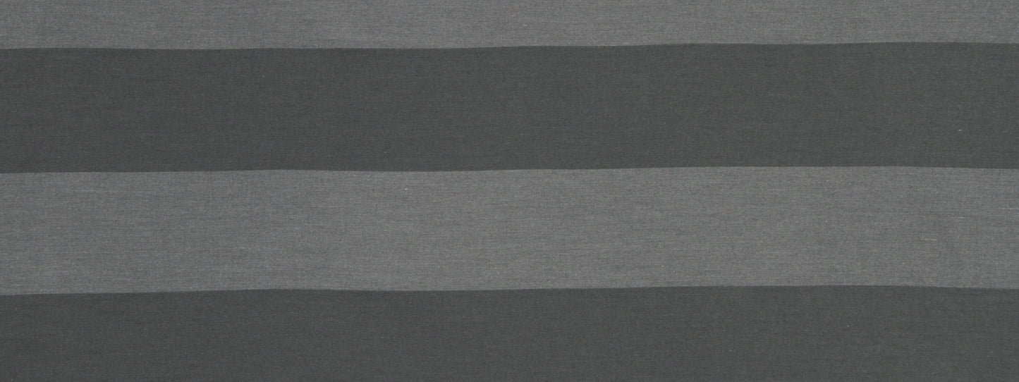 Soft grey striped fabric with broad charcoal and light gray bands, cozy textile for throw or upholstery.