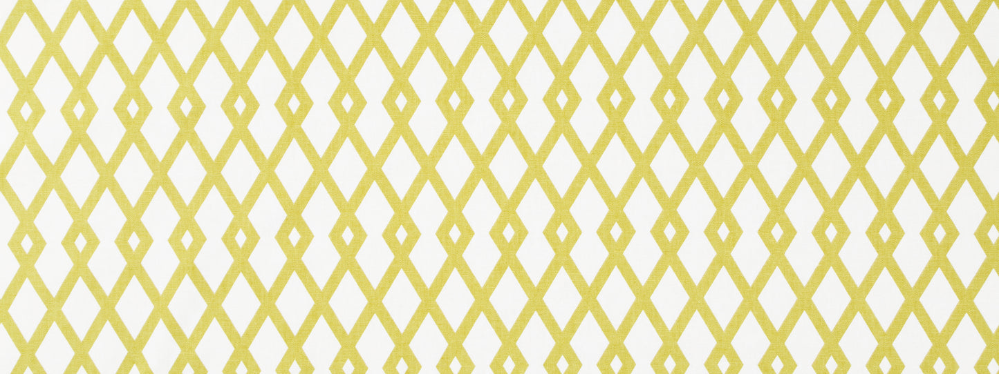 Yellow diamond lattice pattern with intersecting diagonals, a repeating chevron motif for wallpaper or fabric.