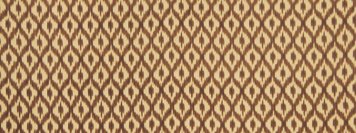 Tan and brown diamond lattice pattern fabric texture, warm geometric motif for upholstery or home decor.