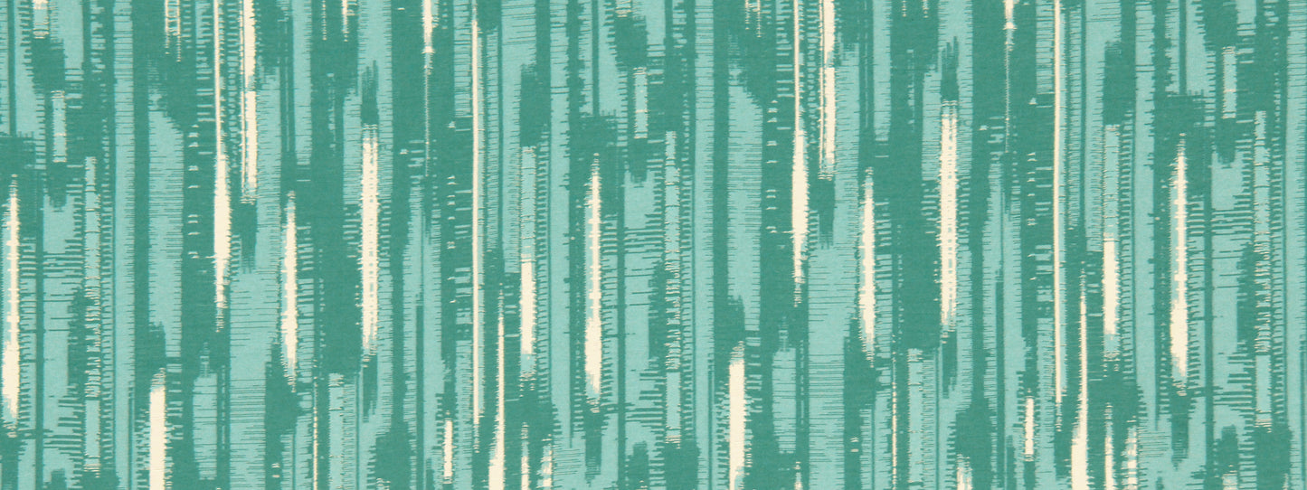 Teal abstract texture with vertical mint and ivory paint-drip streaks.