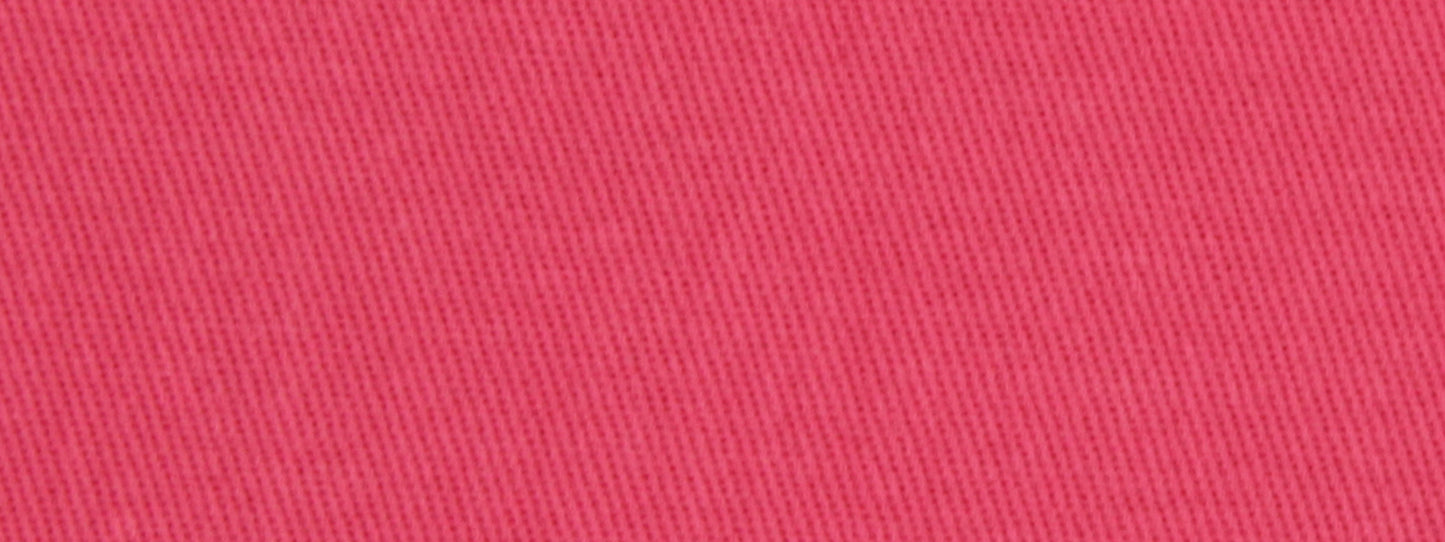 Close-up of bright pink cotton twill upholstery fabric with a diagonal weave.