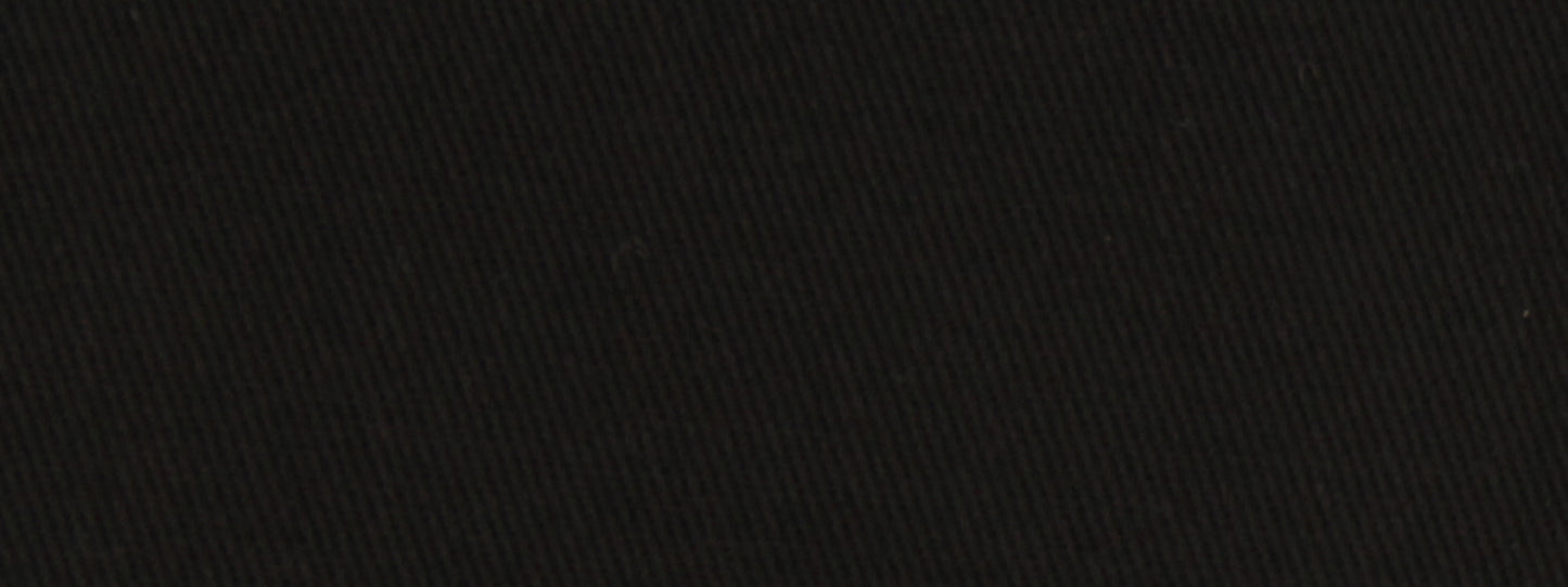Close-up of black textured fabric with diagonal weave; matte finish, versatile for upholstery.