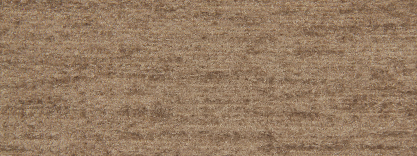 Close-up of cashew-colored upholstery fabric with a subtle horizontal weave.