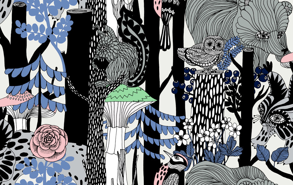 Marimekko Marimekko Vol. 5 Pikkuveljekset Illustration Contemporary Black Satin - 23340X