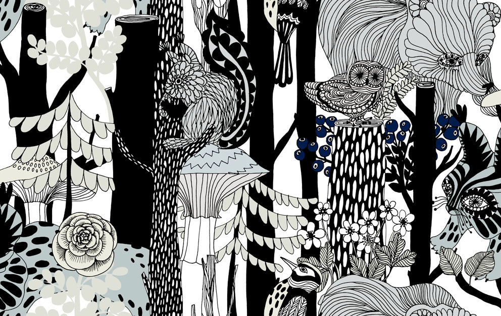 Marimekko Marimekko Vol. 5 Pikkuveljekset Illustration Contemporary Black Satin - 23341X