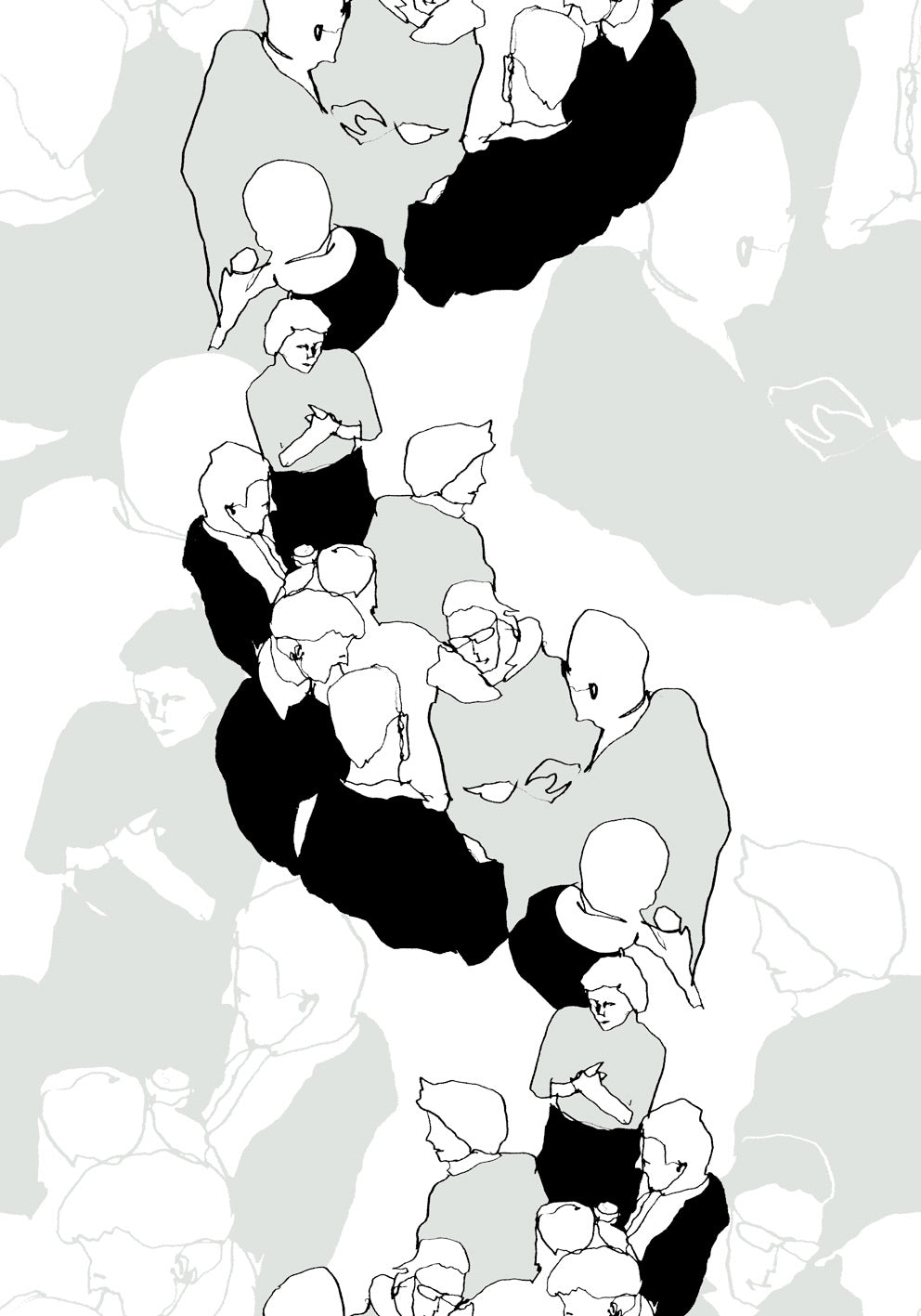 Marimekko Marimekko Vol. 5 Yst??v??t Illustration Contemporary Grey Satin - 23361X