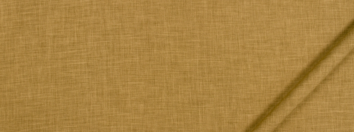 Khaki-colored woven fabric close-up with a textured weave and a diagonal seam.