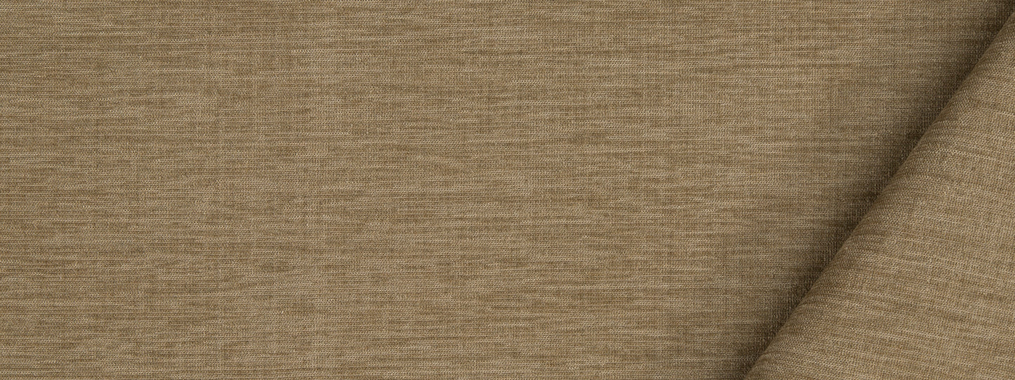 Beige linen-like woven fabric with subtle texture and folded corner; upholstery or drapery use.