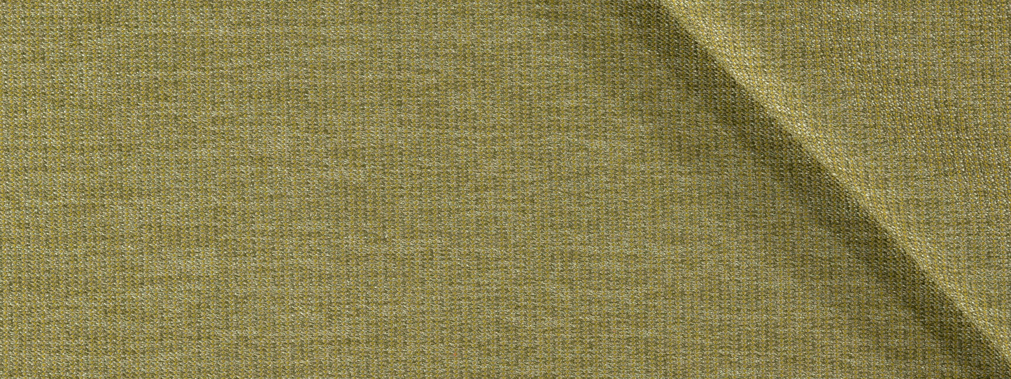 Olive green woven upholstery fabric close-up with visible fibers and a subtle diagonal shadow.
