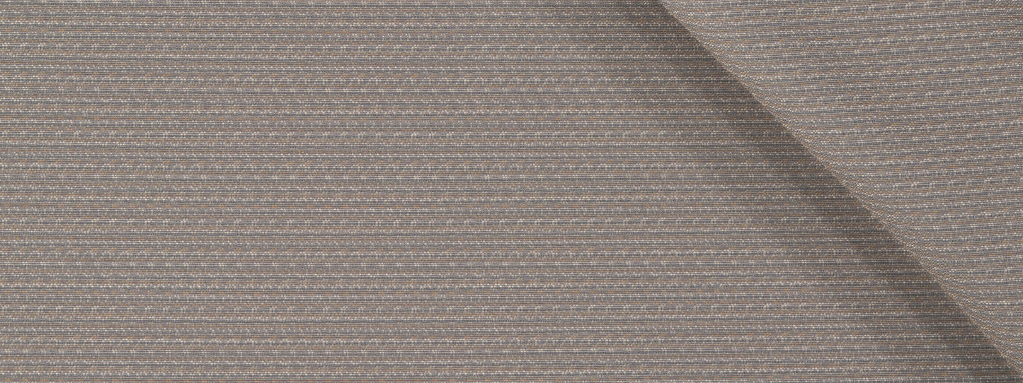 Beige textured woven upholstery fabric with a fine grid weave and diagonal seam; upholstery material.