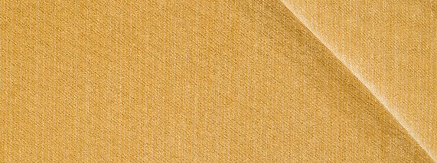 Plush strie upholstery fabric swatch in Honeysuckle color, showing a soft, textured weave with subtle vertical striations.