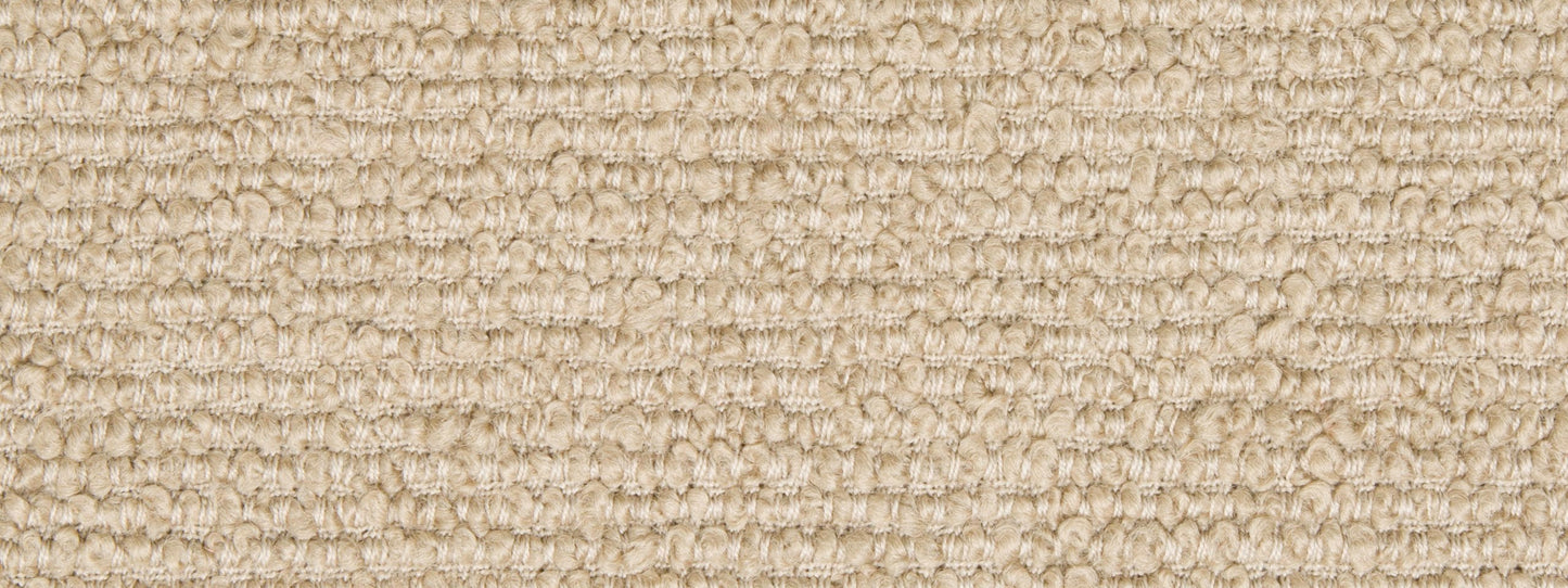 Dark flax boucle upholstery fabric close-up texture; warm neutral textile for furniture.