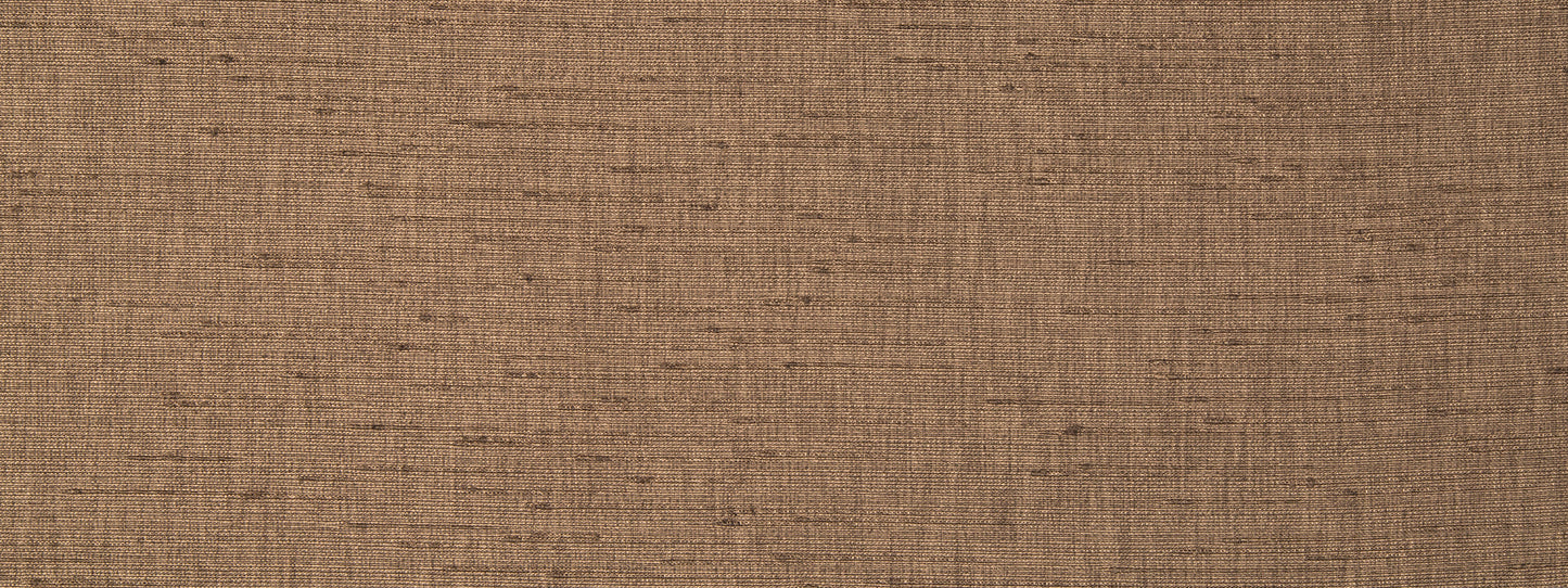 Close-up of brown woven linen fabric with warm tan color, a versatile textile for upholstery or apparel.