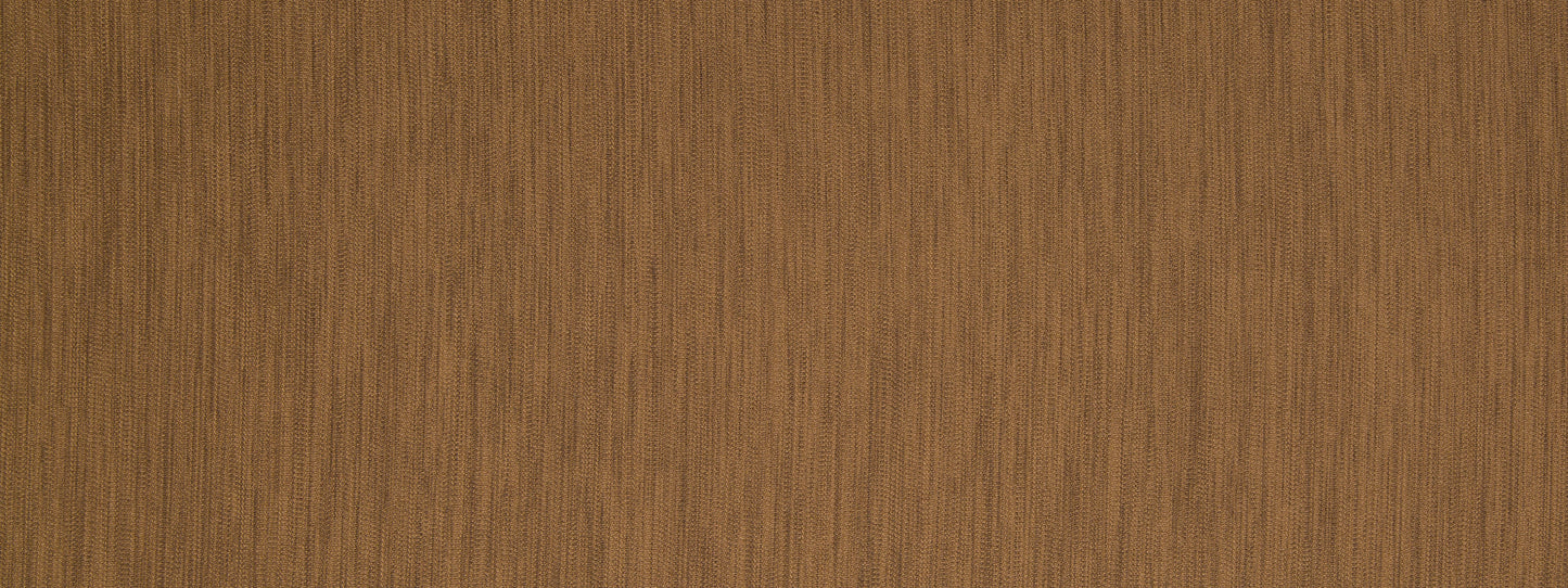 Warm brown woven fabric with narrow vertical stripes and subtle texture, upholstery material.