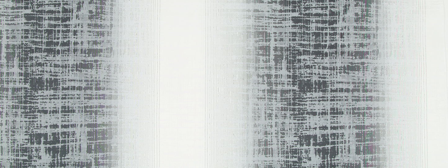 Charcoal and white woven fabric with a distressed crosshatch grid pattern; multipurpose fabric.