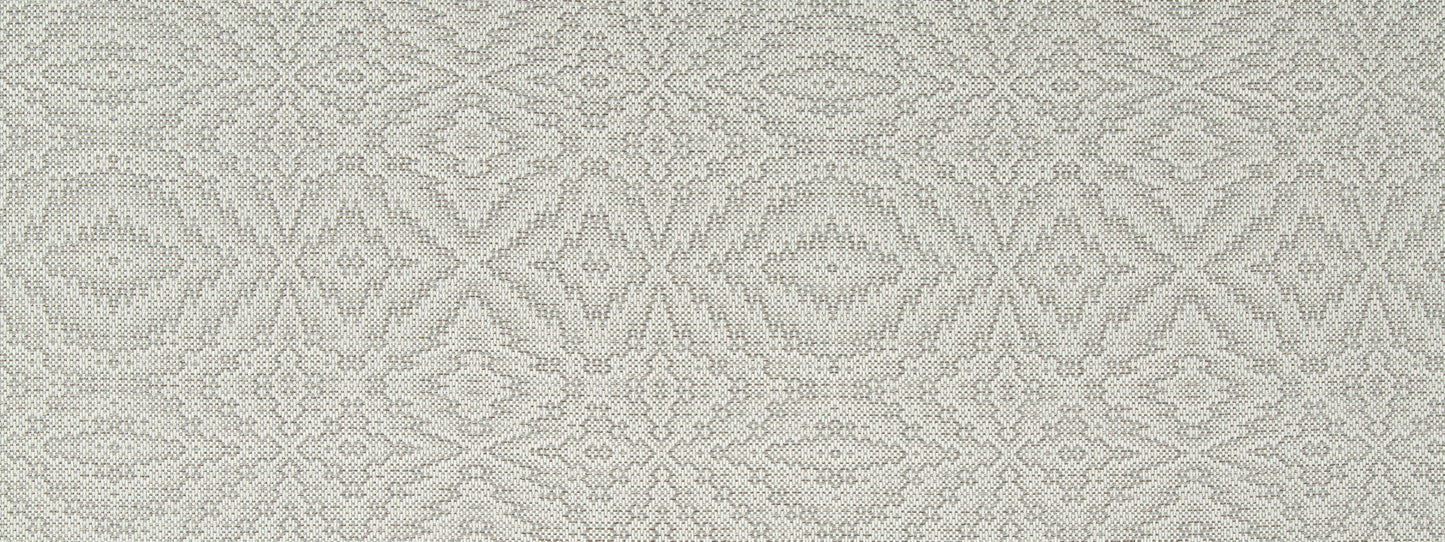 Cream-beige damask jacquard texture with ornate floral motifs; elegant upholstery fabric.