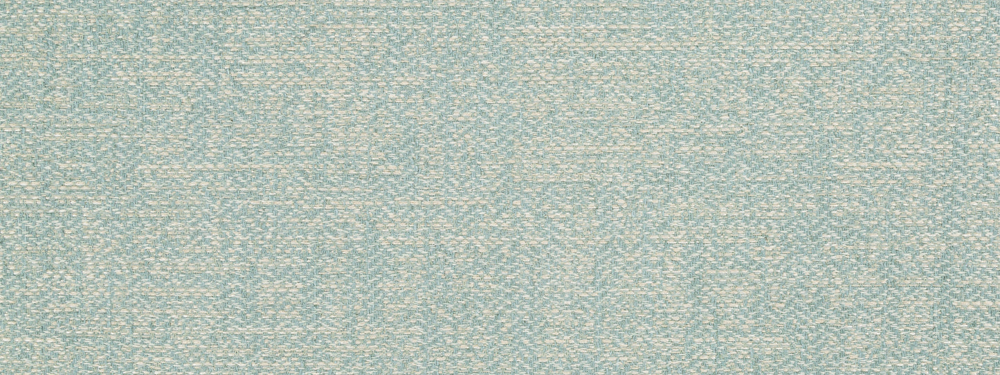 Light blue woven fabric with beige specks and a subtle grid texture; upholstery textile.