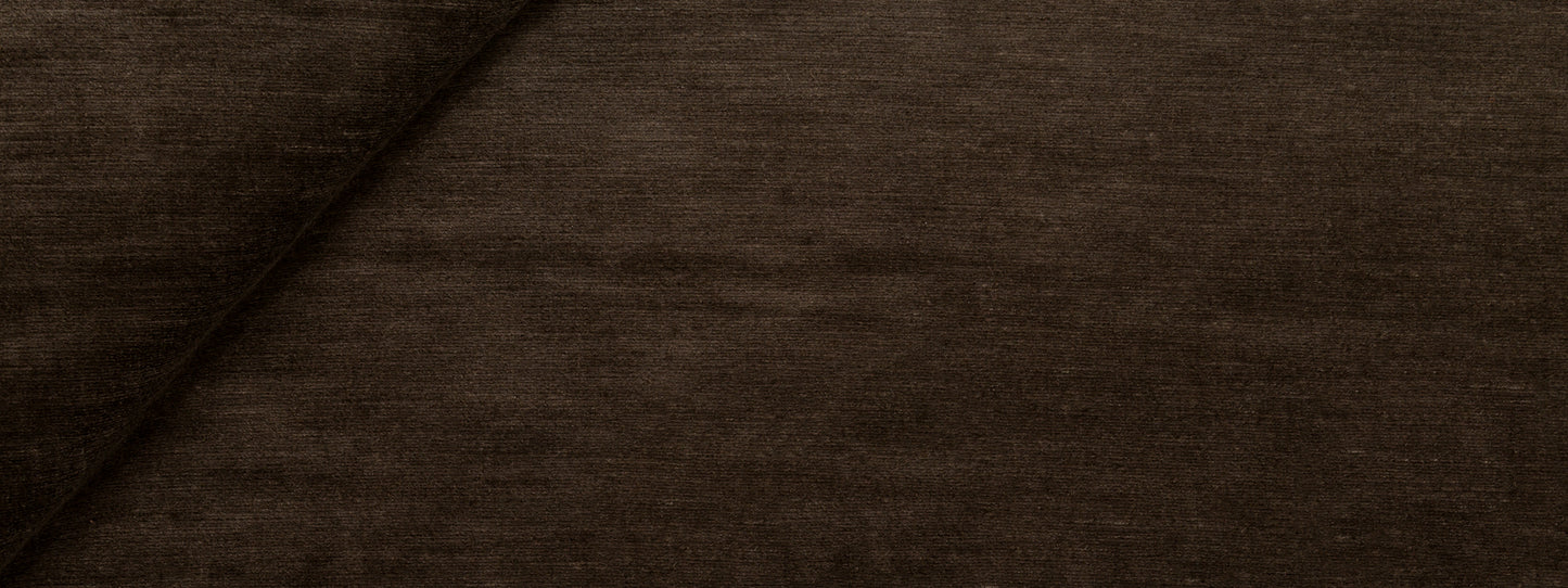 Espresso velvet upholstery fabric swatch with rich texture.