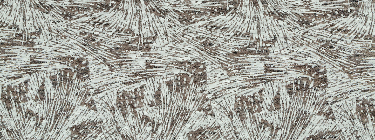 Gray fabric with mottled burst pattern; textured upholstery material.