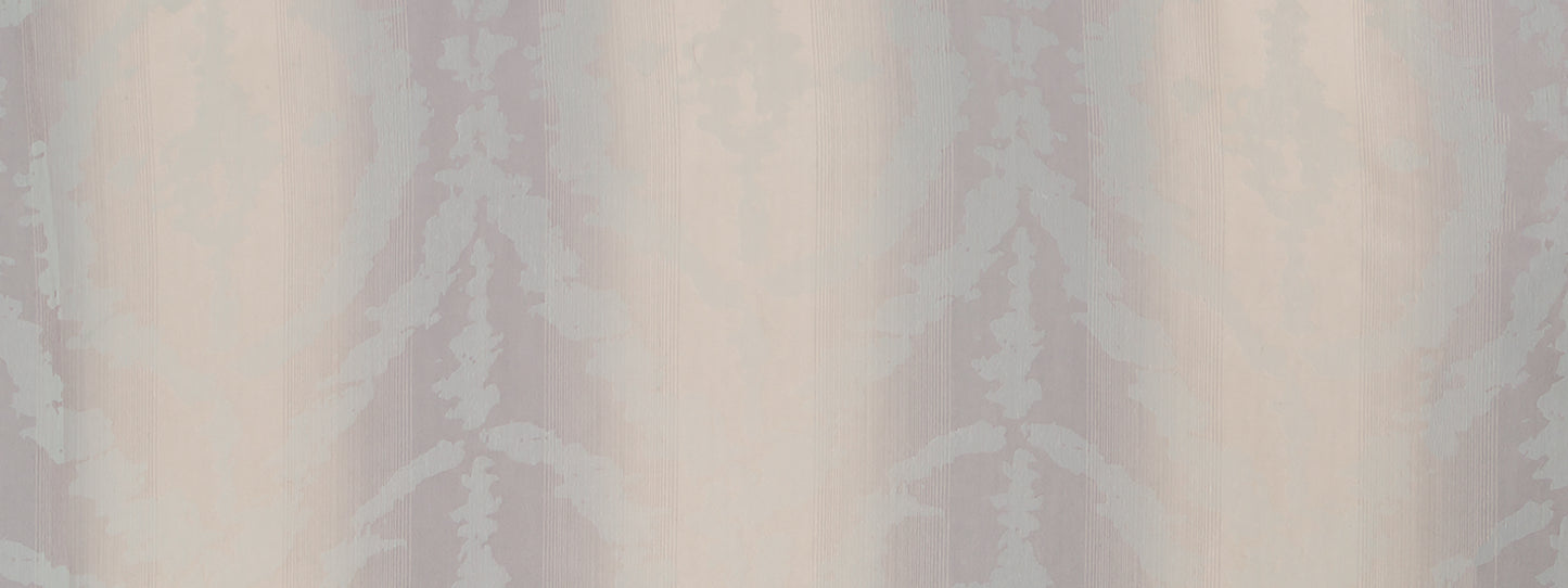 Pastel pink and beige damask-patterned fabric texture, suitable for curtains or upholstery, with soft, elegant drape.
