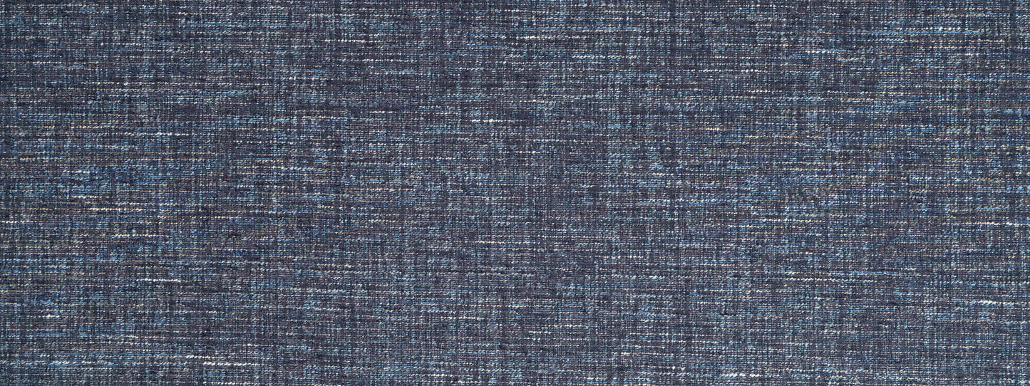 Blue denim-like fabric texture with visible woven threads, casual textile.