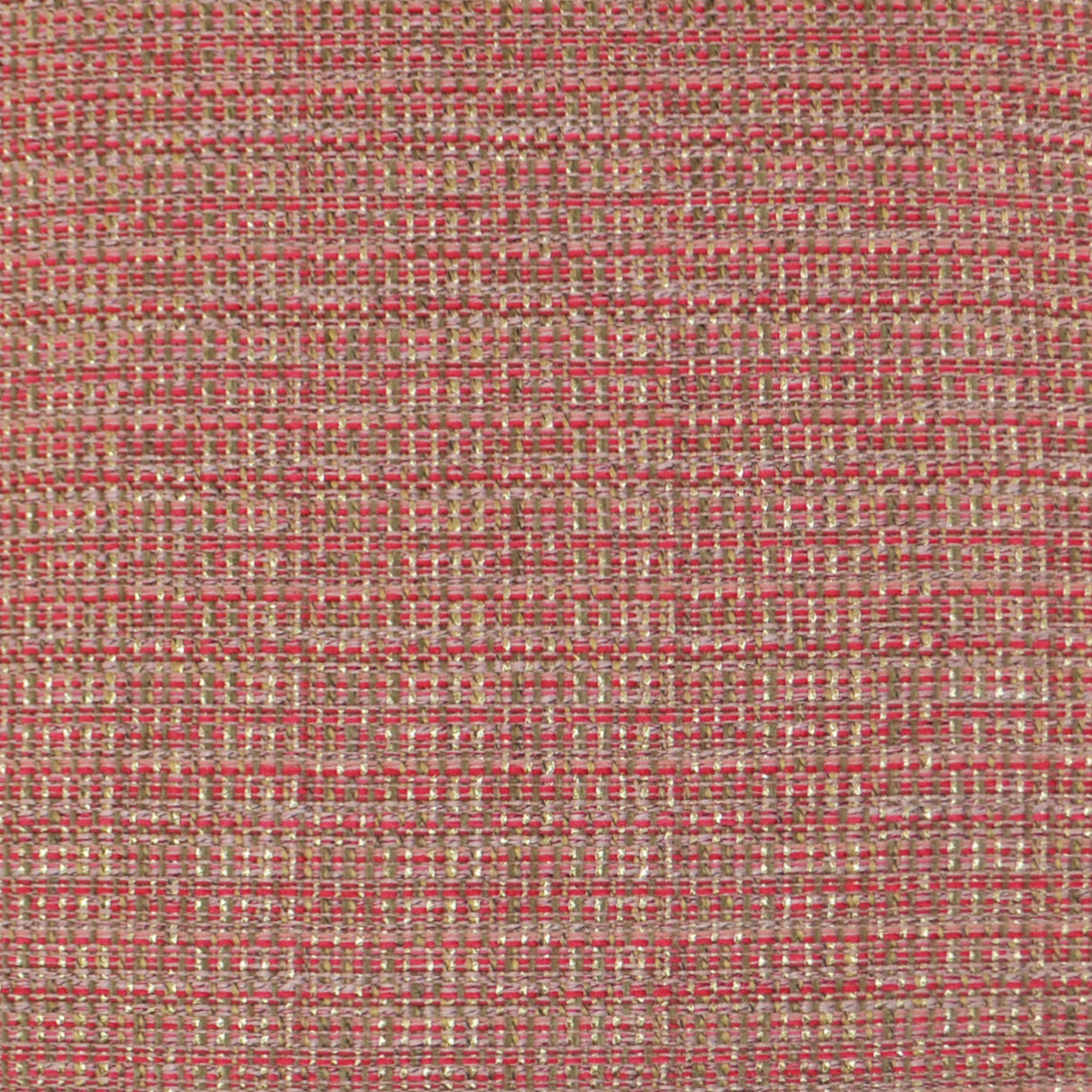 Close-up of pink and beige woven fabric with a textured grid pattern, upholstery-weight textile.