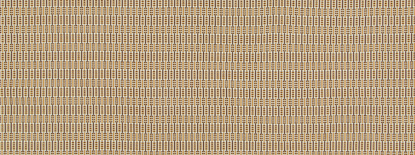Beige and brown woven fabric with a subtle repeating vertical stripe pattern; rustic upholstery or decor textile.