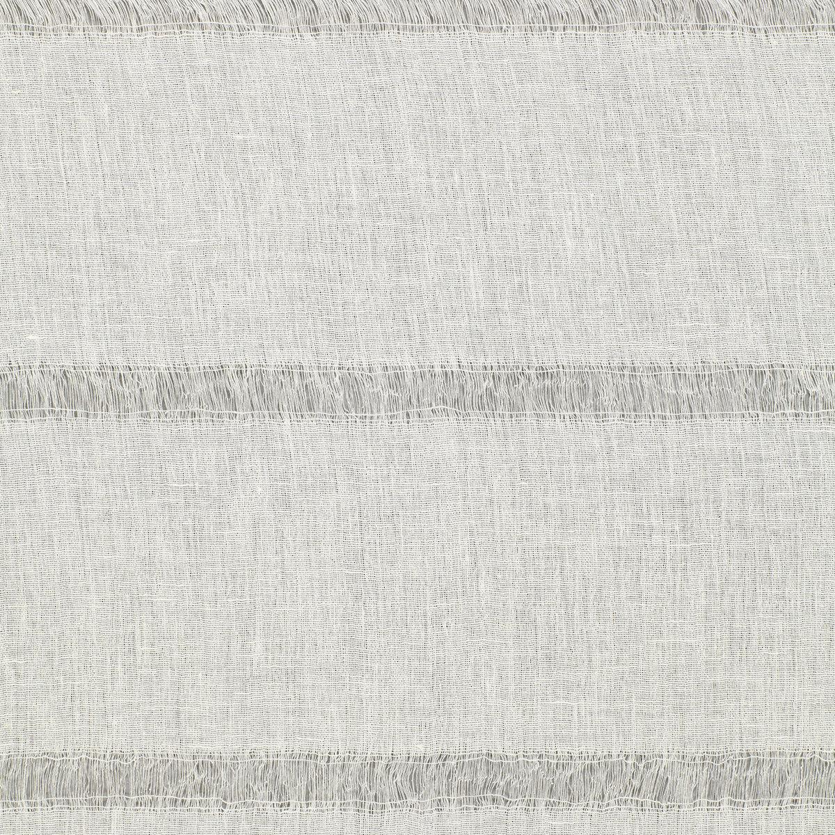 Cream linen fabric close-up with subtle horizontal stripe bands and textured weave.
