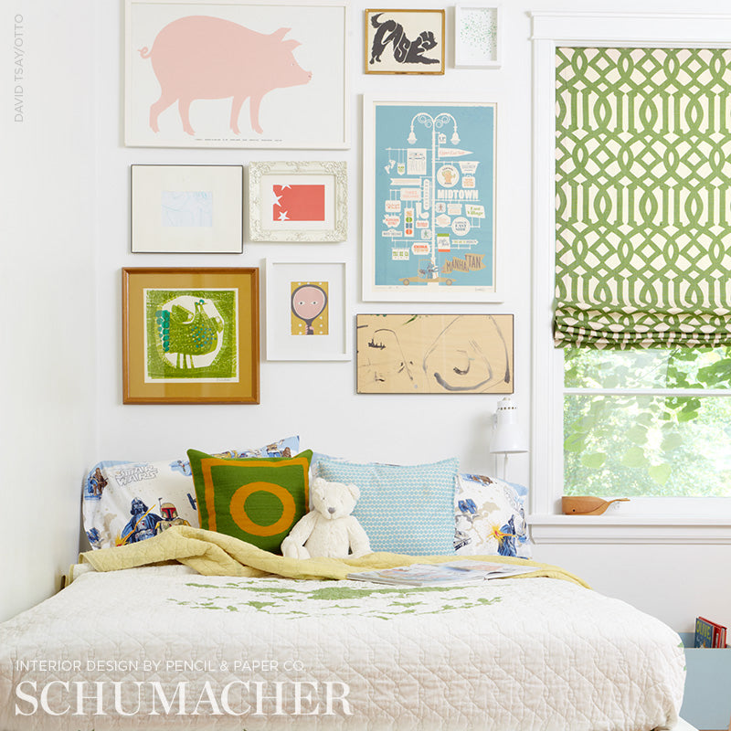 SCHUMACHER FABRIC PRINT HAPPY IMPERIAL TRELLIS TREILLAGE/IVORY - 2643763