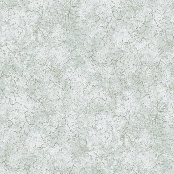 Blue azulejo tile-style wallcovering with tile-brick-stone motif.