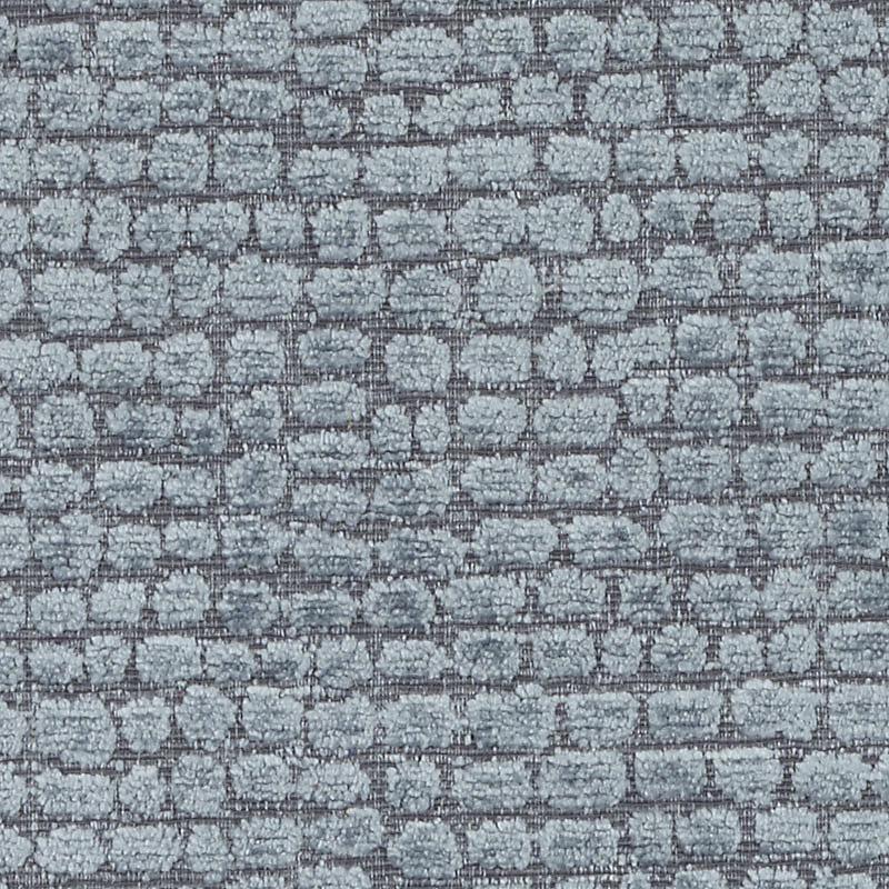 Gray-blue tweed upholstery fabric with a pebble-like woven pattern of small rounded shapes.