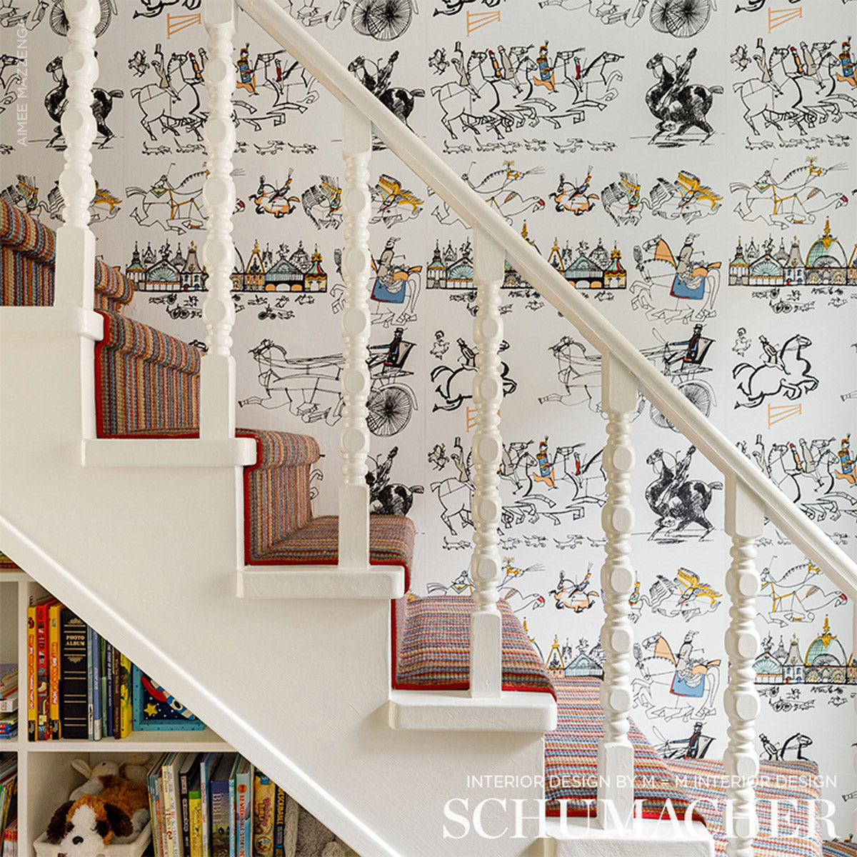 SCHUMACHER BACKDROP HORSES MULTI ON WHITE - 2703960