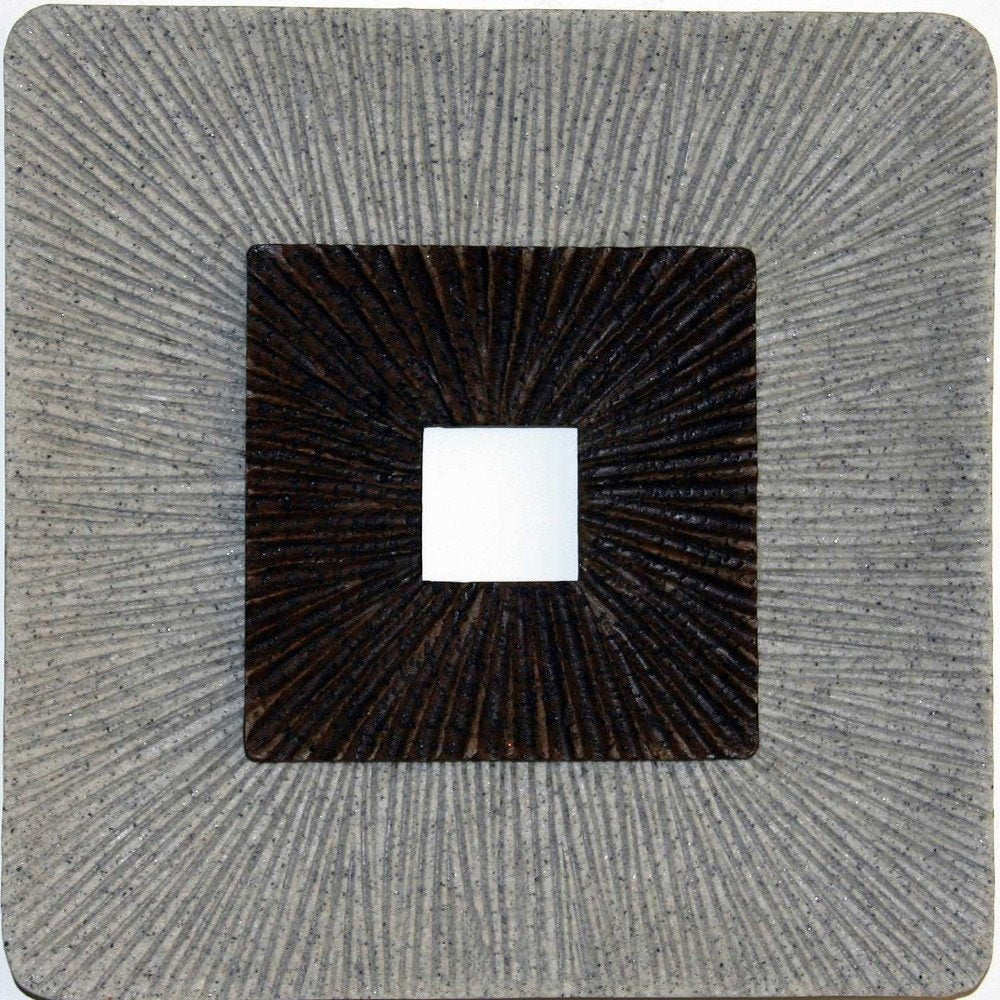 19" X 19" X 2.5" Modern Brown And Gray Ribbed Square Wall Art
