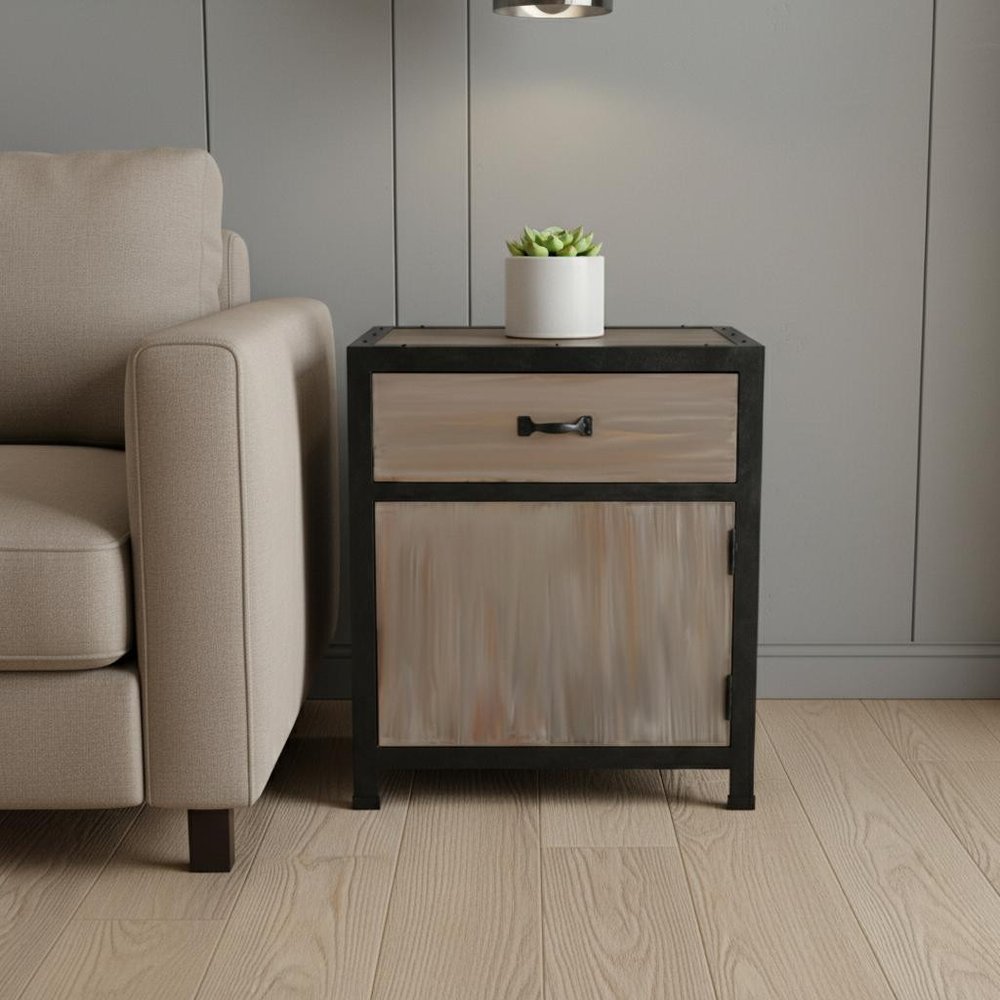 20" Brown Solid Wood End Table With Drawer