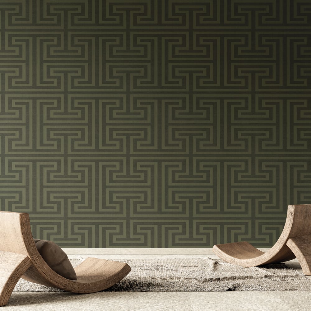 Modern geometric maze wallpaper SY27519 with textured vinyl finish, designer wallcovering for living room, bedroom, office and accent walls