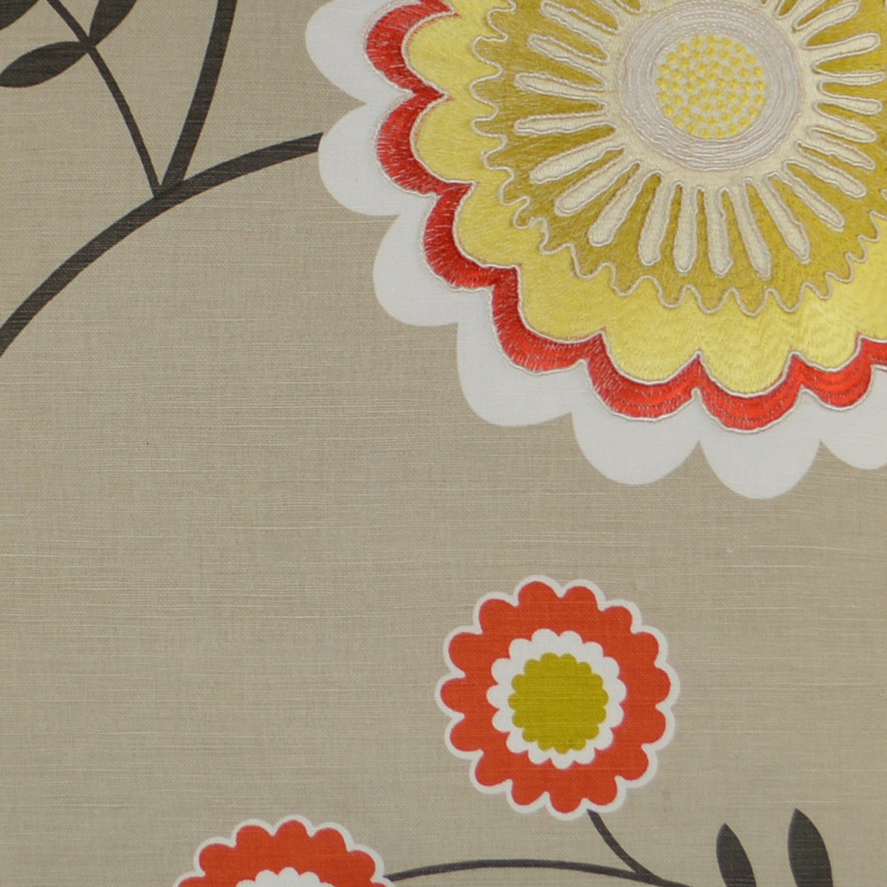 D.V. KAP HOME 24" x 24" Caladium Pillow - Orange Embroidery, Floral - 2768-O-2424