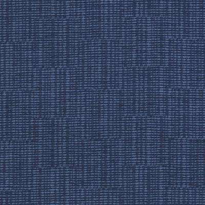 Dark blue woven fabric with lighter blue thread in a gridlike pattern; denim-inspired upholstery fabric.
