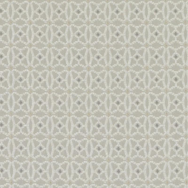 Light beige woven fabric with white geometric lattice/trellis pattern; versatile upholstery or drapery textile.