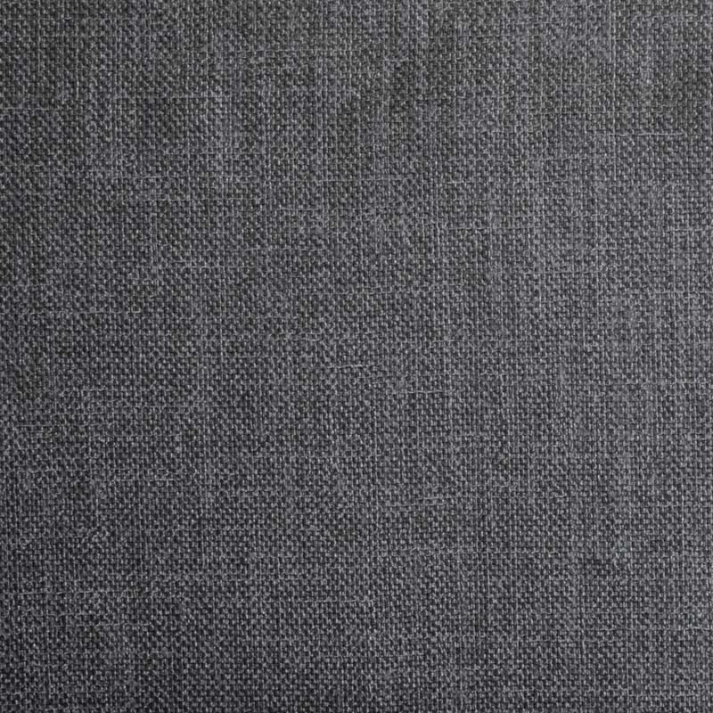 Dark charcoal grey woven fabric texture with a tight linen-like weave for upholstery or apparel.