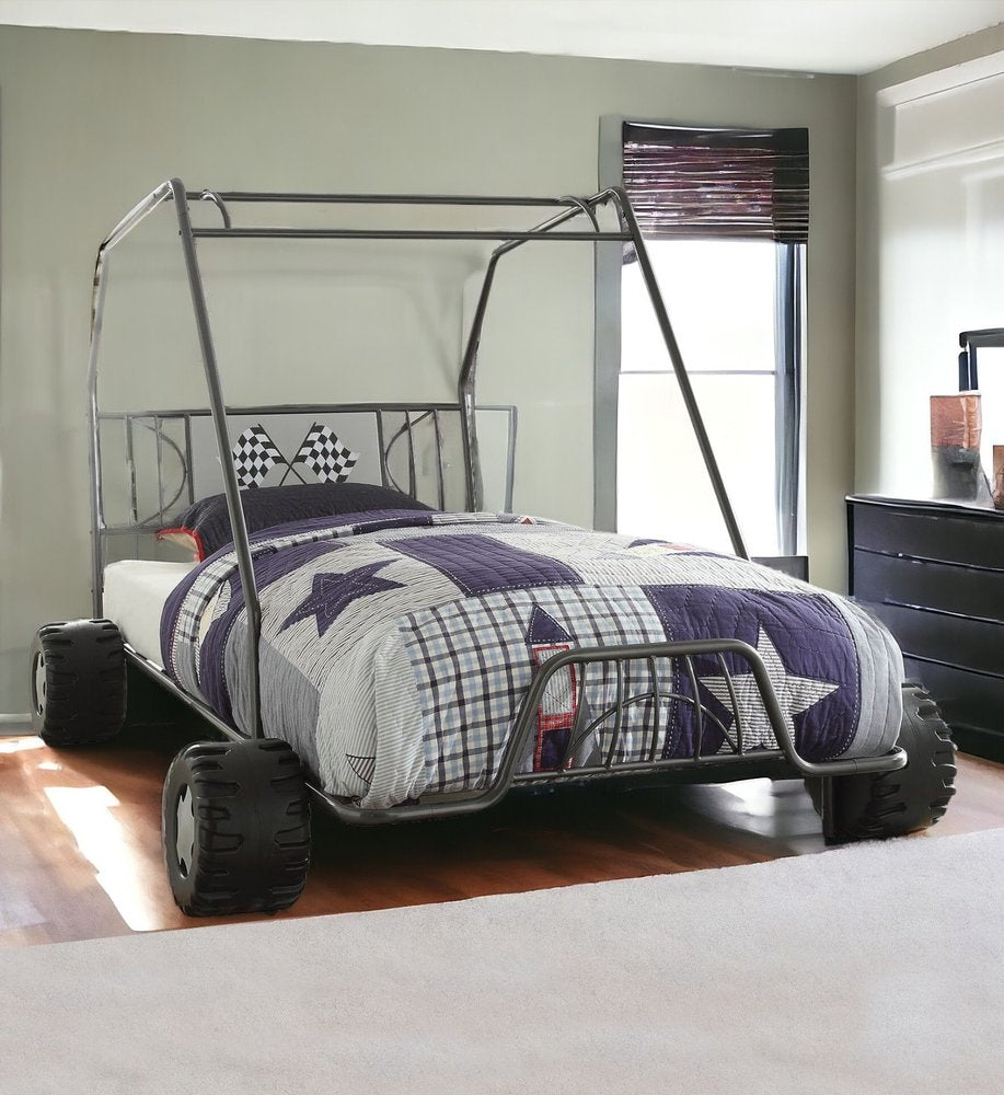 Gunmetal Steel Twin Bed Frame