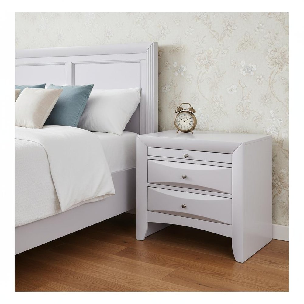 25" Espresso Three Drawers Solid Wood Nightstand