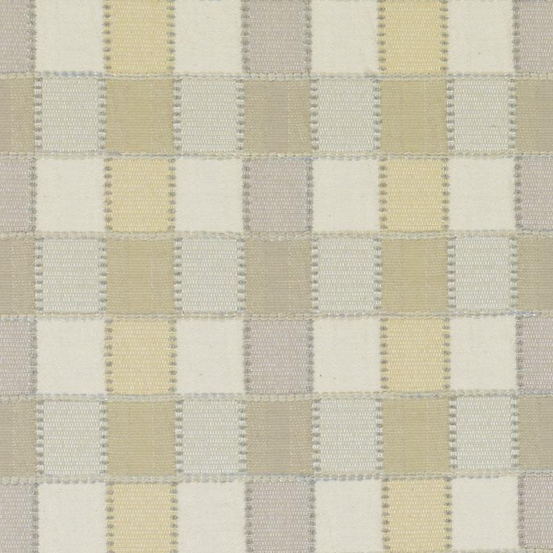 Neutral plaid fabric in cream, beige, and pale yellow squares with a woven texture.