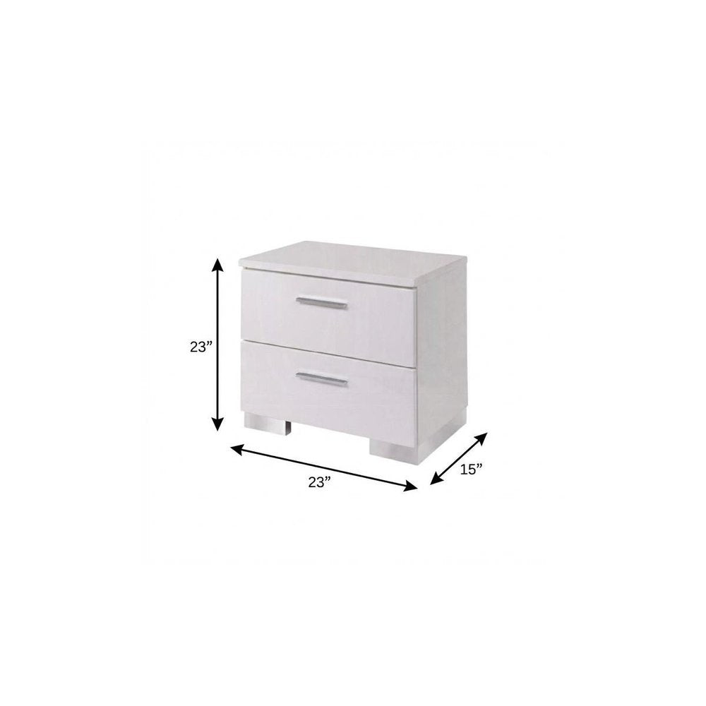 23" white mirrored nightstand with two drawers