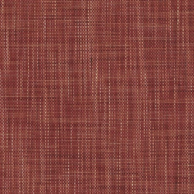 Rust-red woven plaid upholstery fabric texture with subtle tan and brown crosshatch lines.