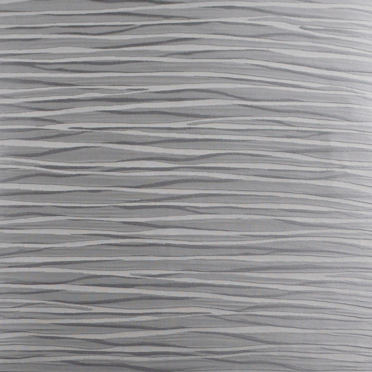 Gray fabric with charcoal wavy horizontal stripes, contemporary textile pattern